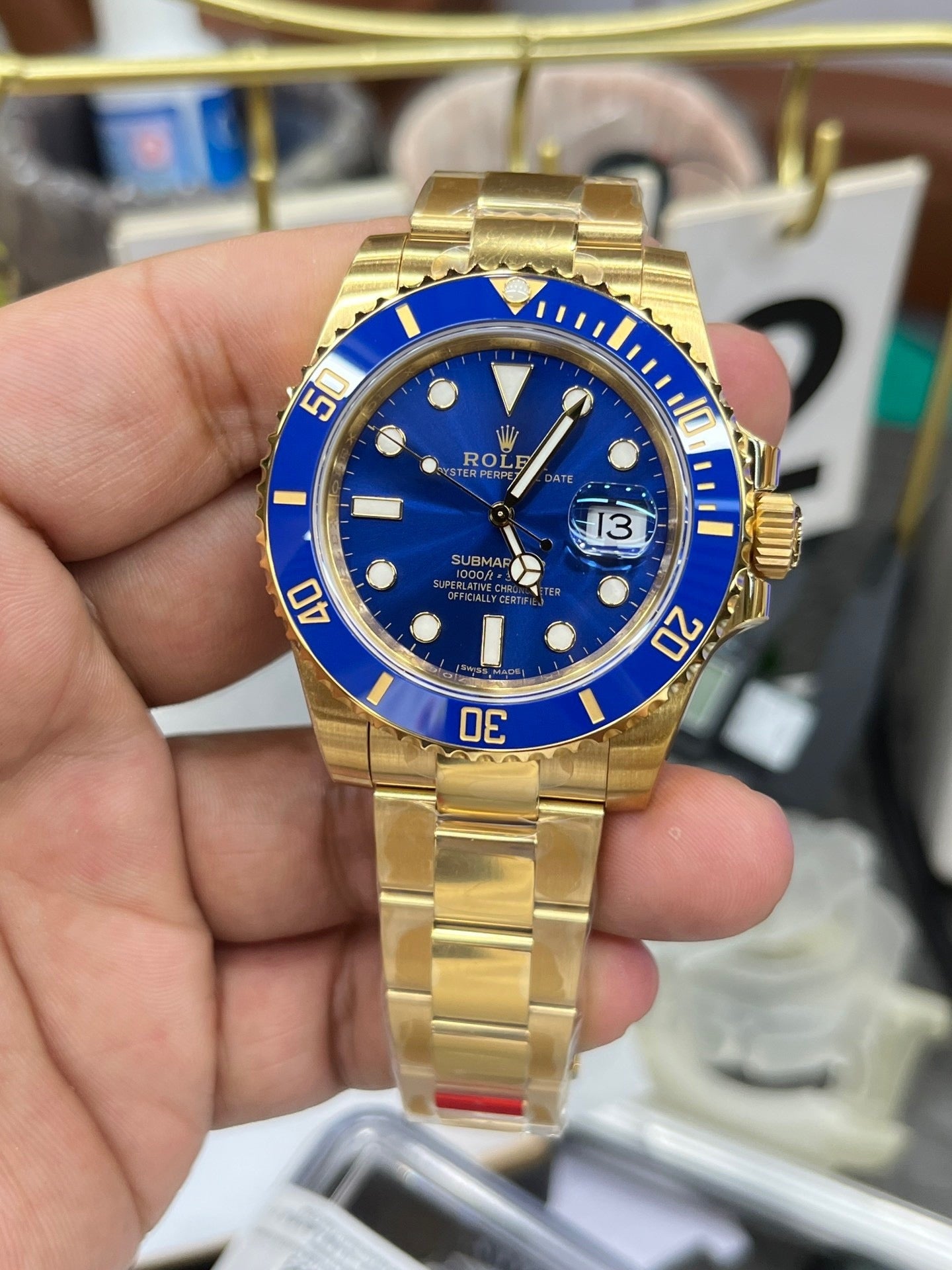 Gold blue Watch