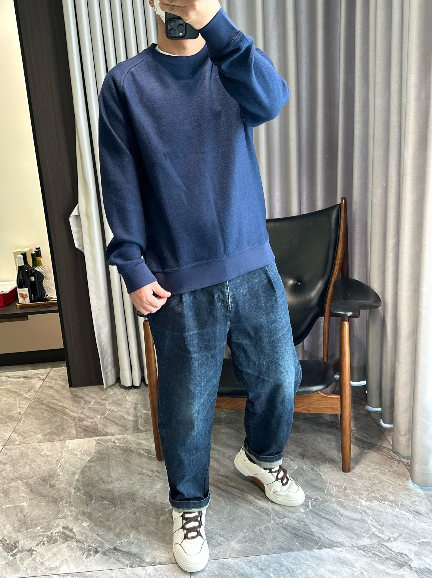 Blue and Dark blue Sweatshirt