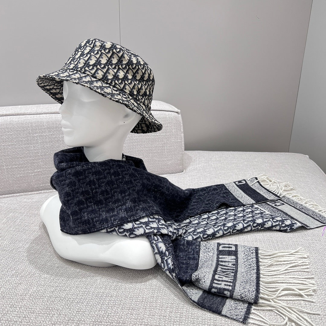 Gray and Dark Blue Scarf