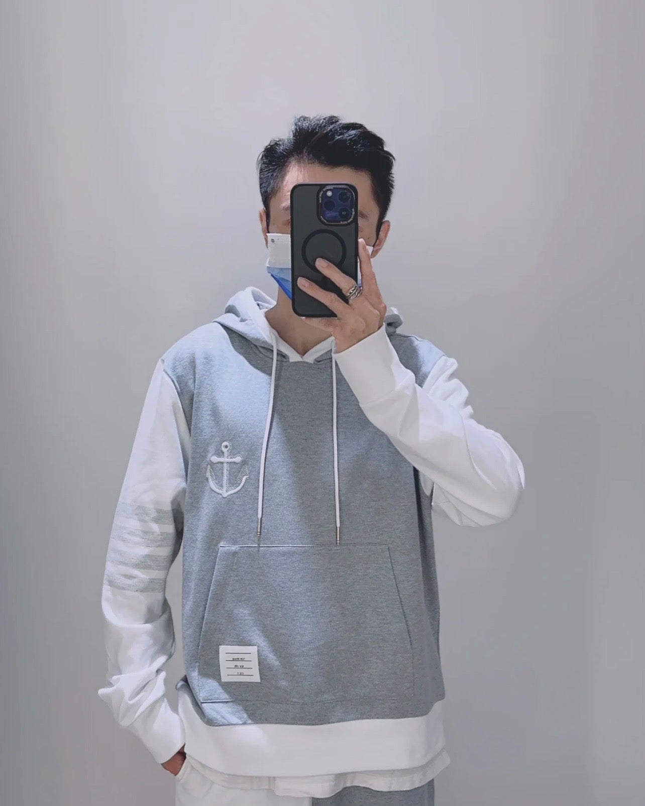 Grey White Hoodie