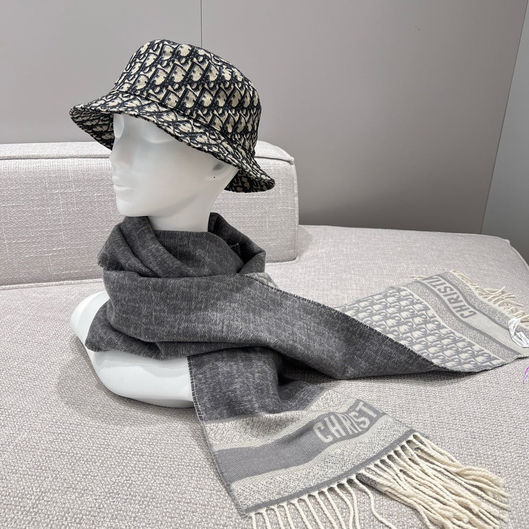 Gray and Dark Blue Scarf