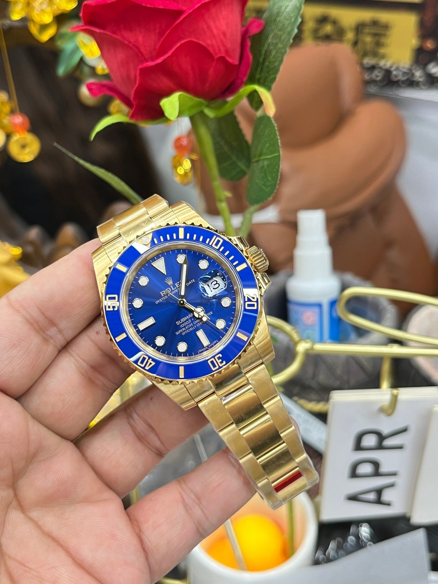 Gold blue Watch