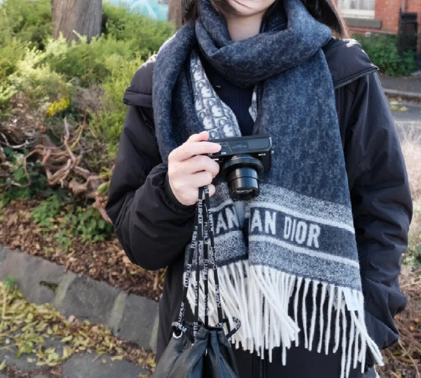 Gray and Dark Blue Scarf